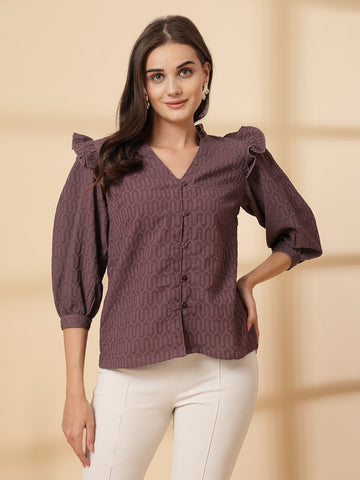 Brown Shirt Style Top