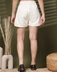 Cream Solid Regular Fit Women Shorts