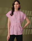 Mandarin Collar Cotton Top