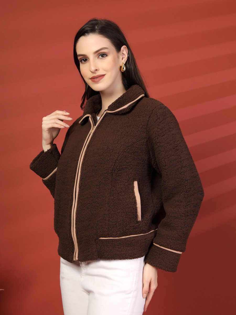 Women Fleece Open Front Jacket