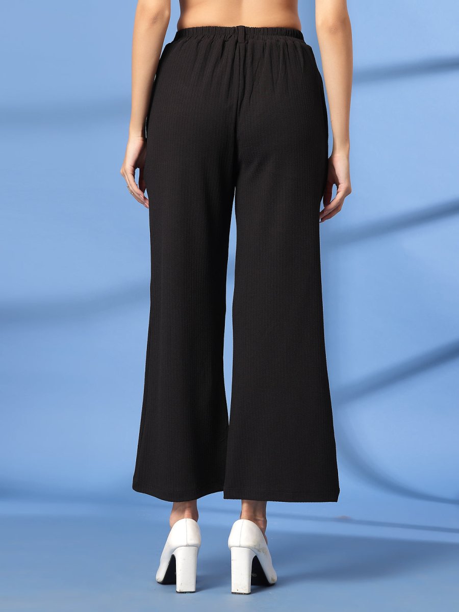 Black Solid Loose Fit Trousers