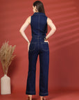 Women Blue Top With Trouser Co-Ords Set