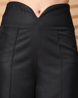 Black Solid Regular Trousers Women Loose Fit High Rise Trousers