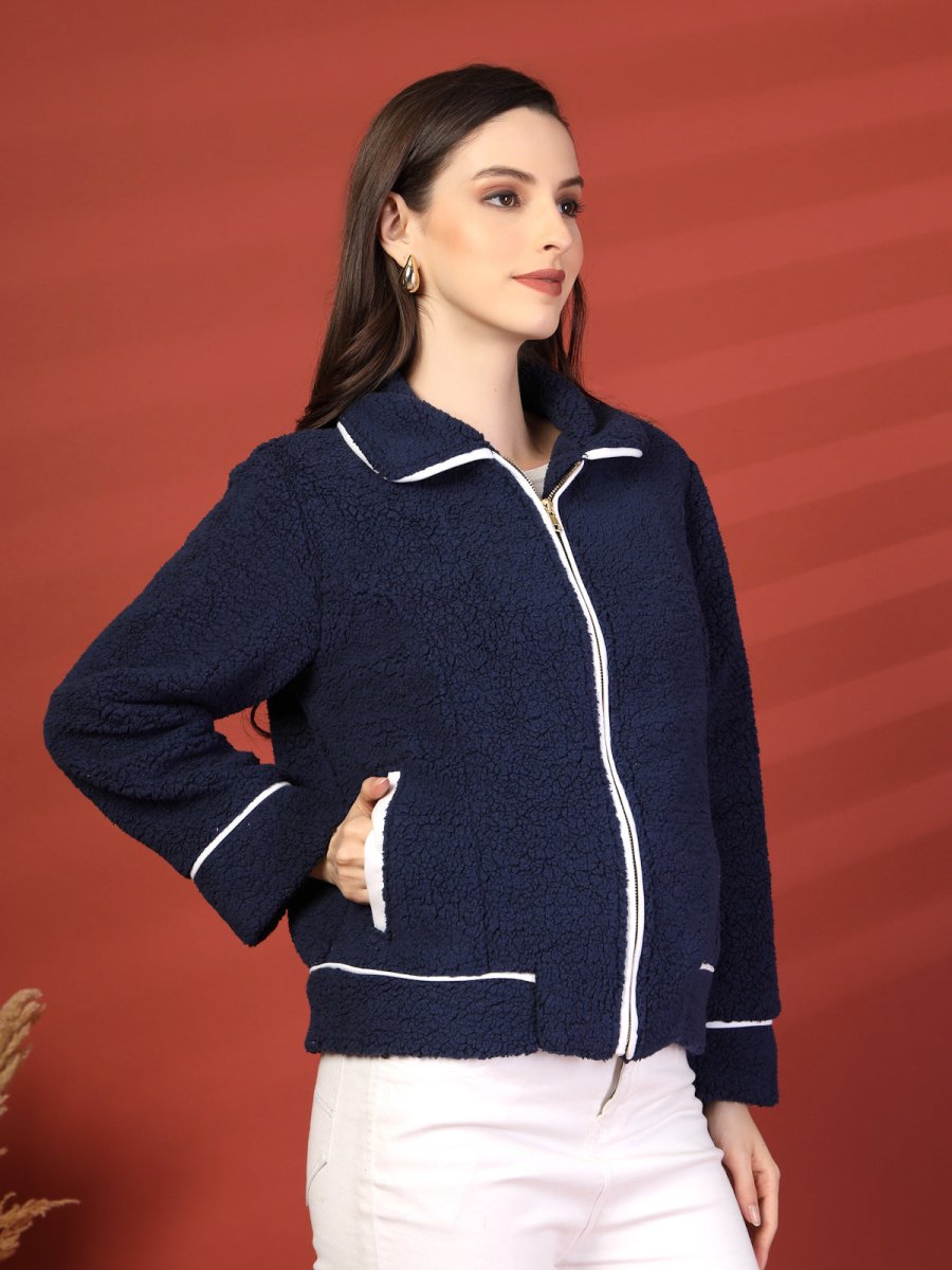 Women Fleece Open Front Jacket