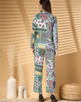 Women Printed Pure Cotton Top With Trouser & Blazer Co Ords