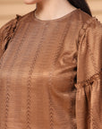 Brown Solid Round Neck Top