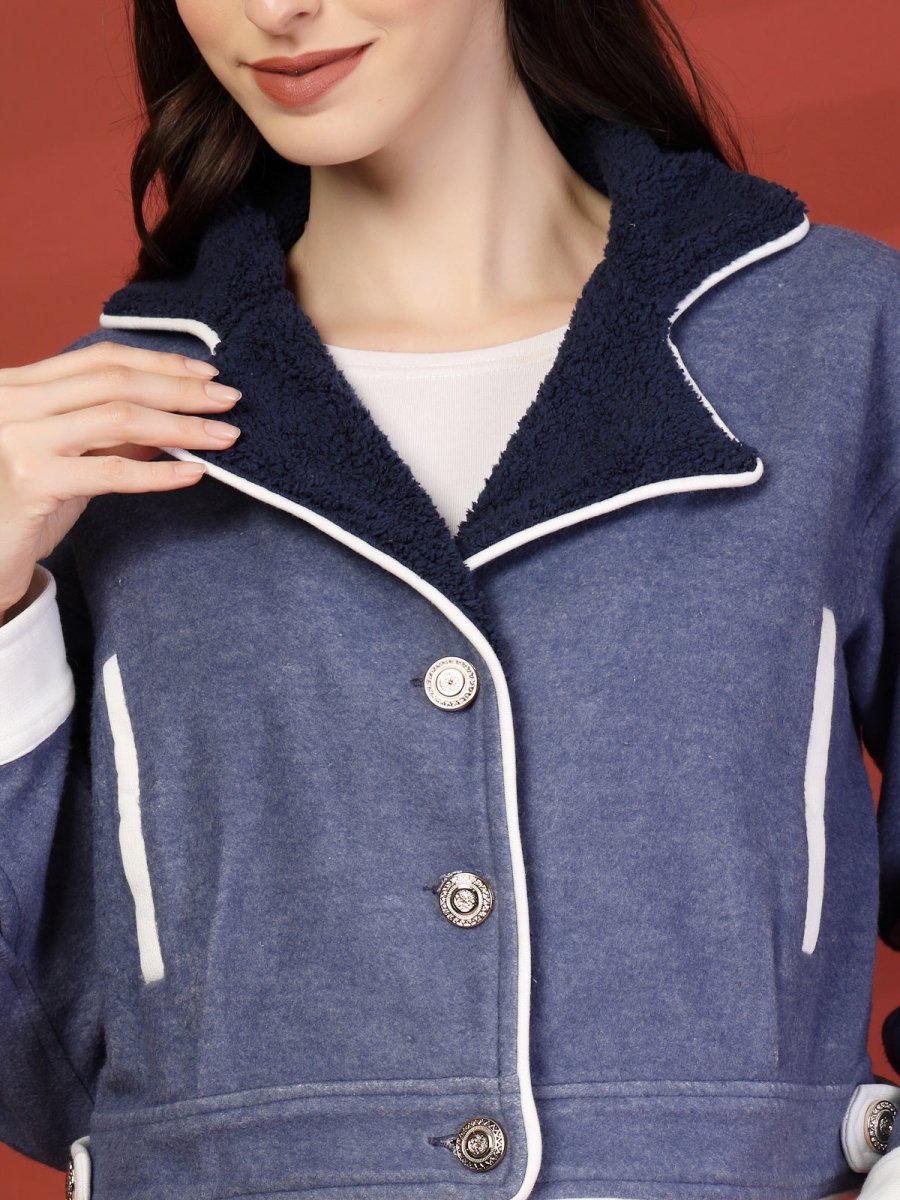 Women Fleece Open Front Jacket