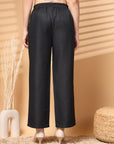 Black Solid Loose Fit Trousers