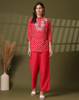 Pure Cotton Embroidered Top With Trousers Co-Ords