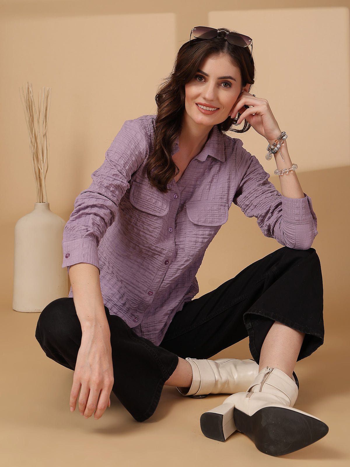Women Opaque Casual Buttoned Top