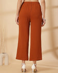 Rust Solid Pleated Trousers