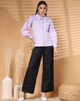 Lavender Regular Sleeves Above the Keyboard Collar Women Standard Opaque Casual Shirt