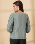 Sea Green Puff Sleeve Top