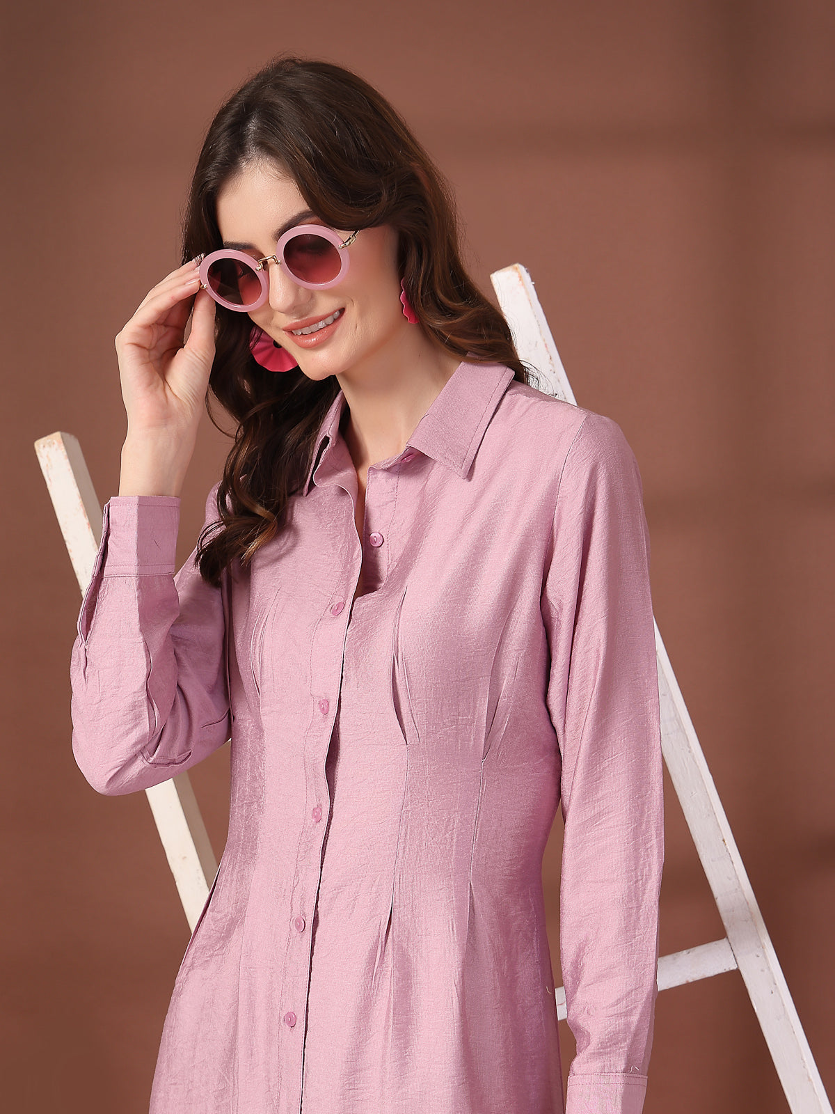 Pink Fit &amp; Flare Midi Dress