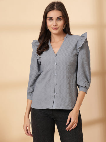 Grey Shirt Style Top
