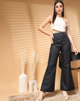 Black Solid Regular Trousers Women Loose Fit Trousers