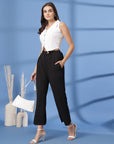 Black Solid Pleated Trousers