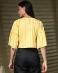 Yellow Solid Round Neck Top
