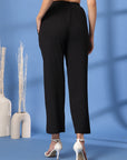 Black Solid Pleated Trousers