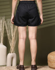 Black Solid Regular Fit Women Shorts