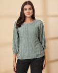 Sea Green Puff Sleeve Top