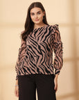 Brown Animal Print Top