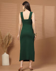 Women Sheath Midi Green Dress