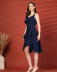 Women Ruffled A-Line Midi Dress