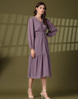 Fit & Flare Midi Purple Dress