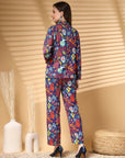 Multi Printed Pure Cotton Top With Trousers & Blazer Co Ords