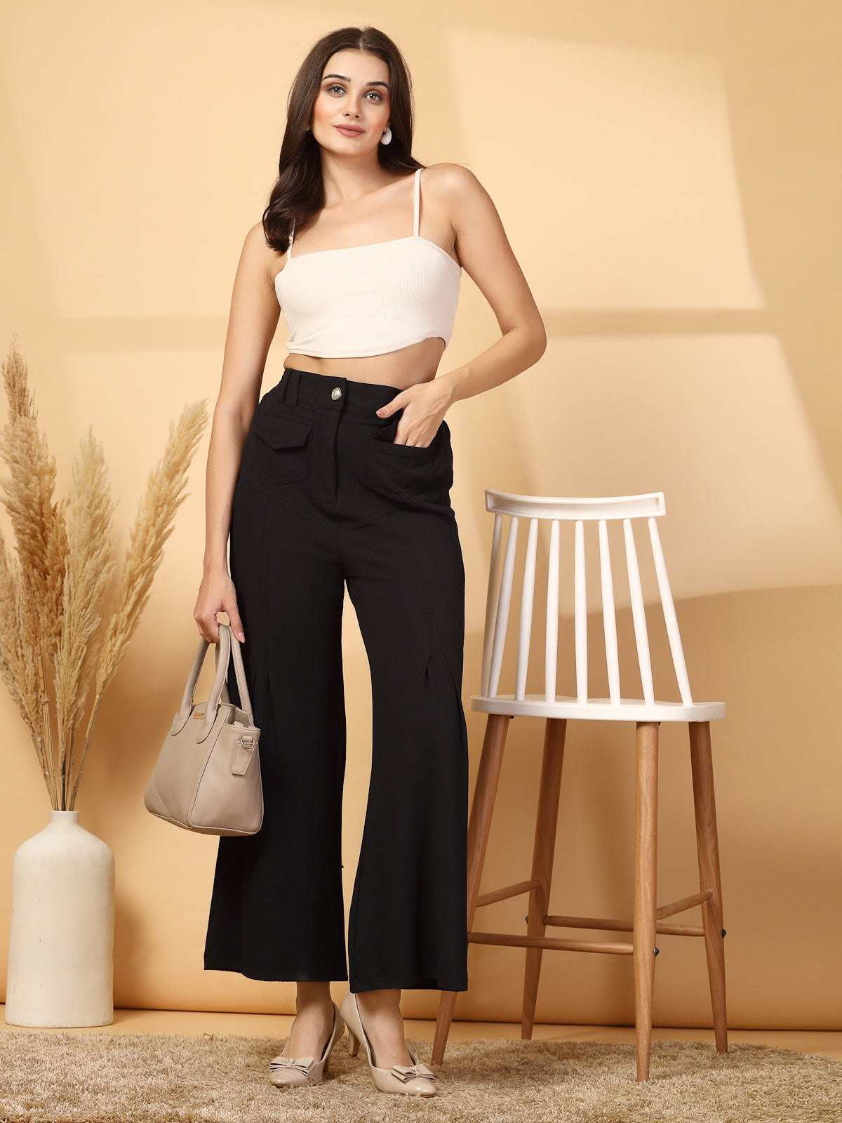 Women Loose Fit Pleated Trousers