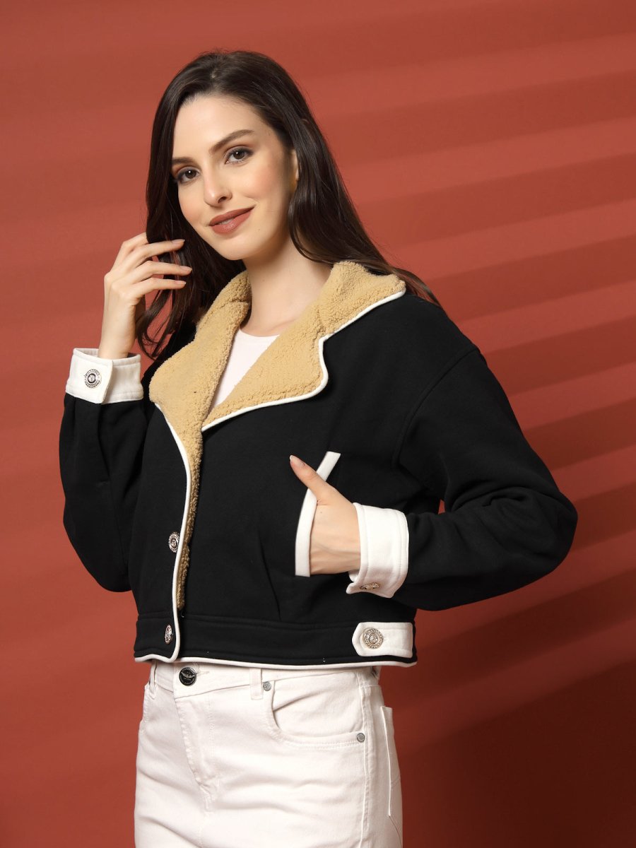 Women Fleece Open Front Jacket