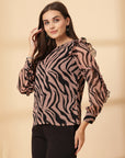 Brown Animal Print Top