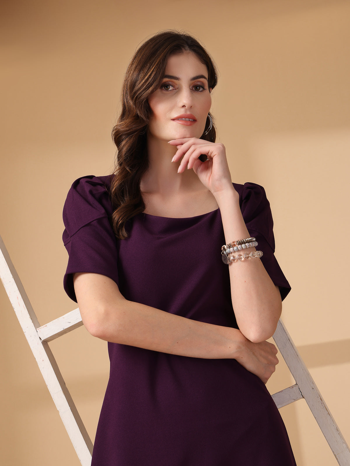 Purple Fit &amp; Flare Midi Dress