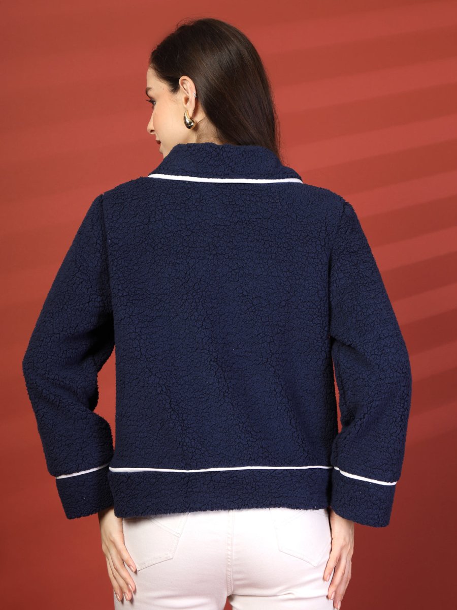 Women Fleece Open Front Jacket