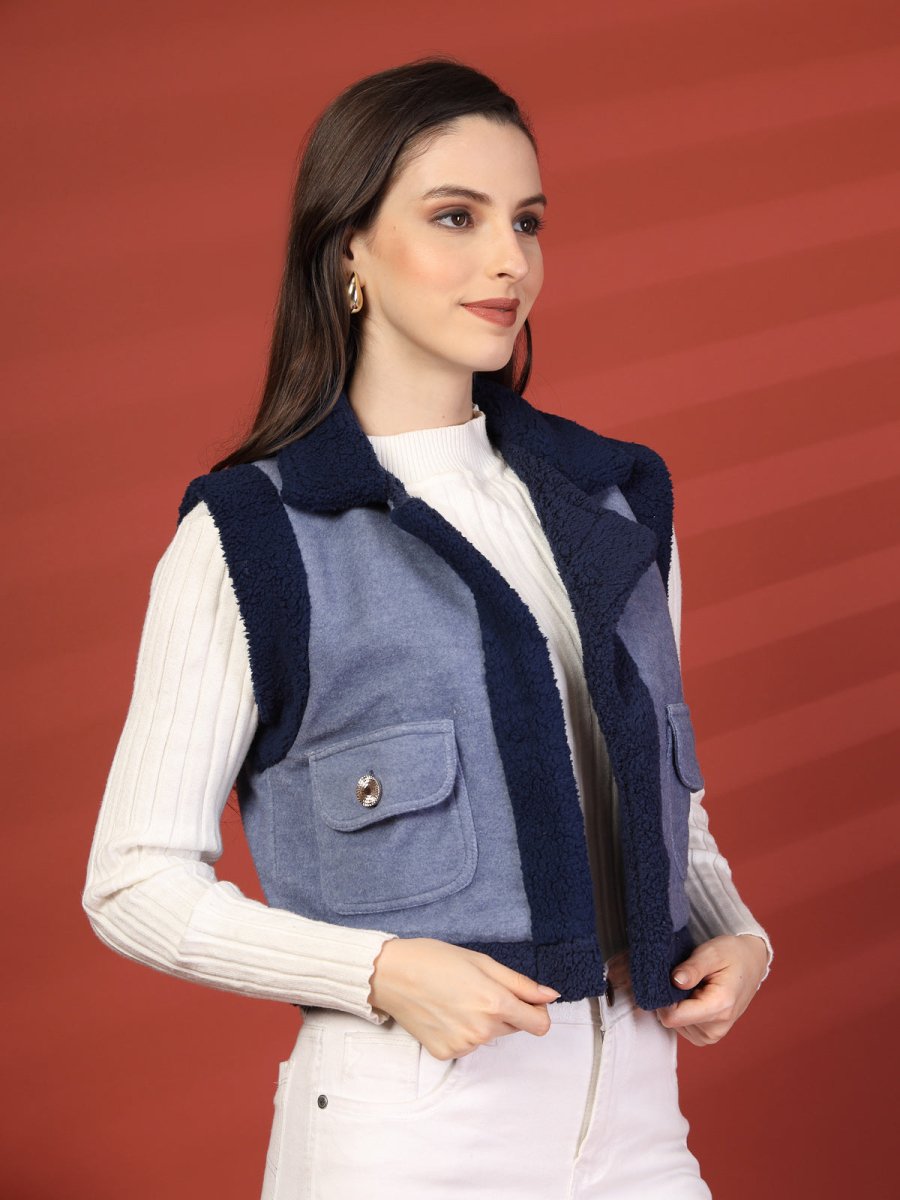 Women Fleece Open Front Jacket