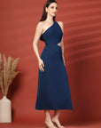 Women Sheath Midi Blue Dress