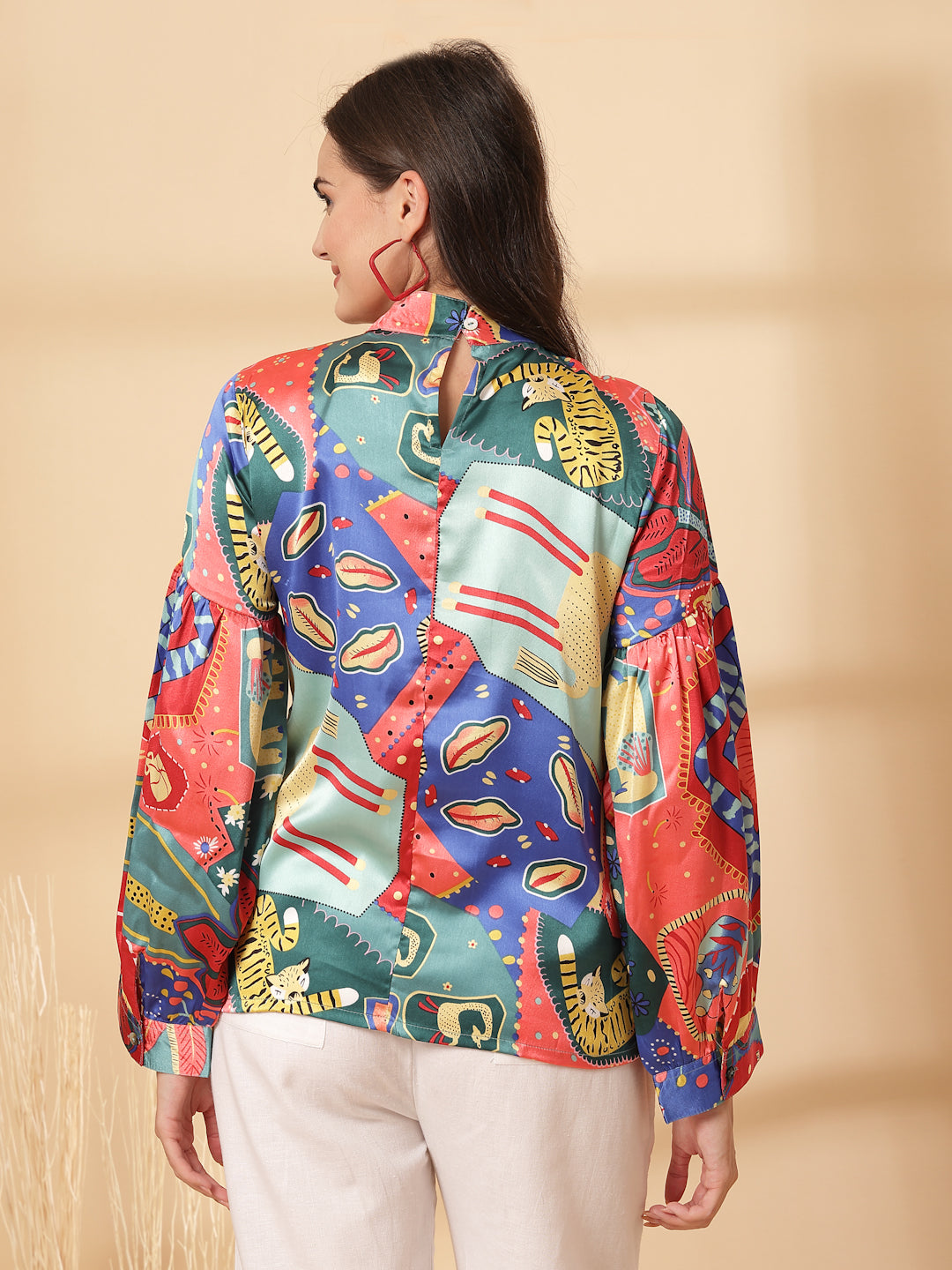 Multi Floral Print Shirt Style Top