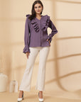 Purple Women Opaque Casual Shirt