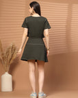 Women Round Neck Top With Skirt Co-Ords