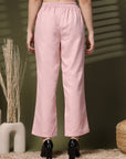 Pink Solid Loose Fit Trousers