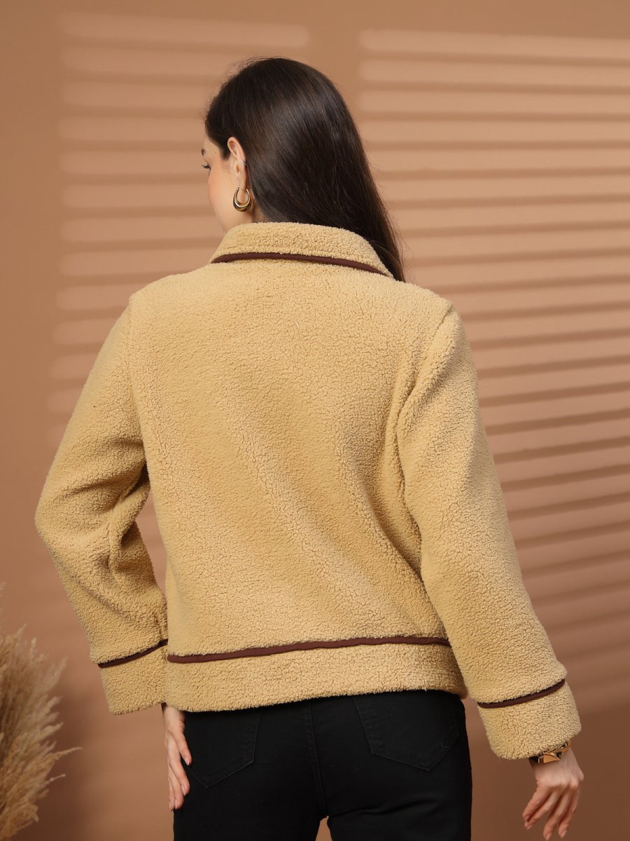 Women Fleece Open Front Jacket