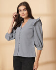 Grey Shirt Style Top