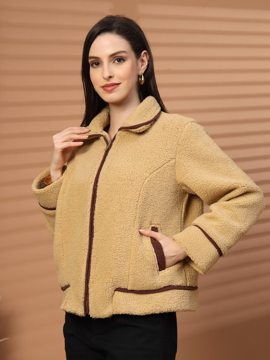 Women Fleece Open Front Jacket