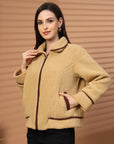 Women Fleece Open Front Jacket