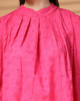 Pink Solid Round Neck Cotton Top