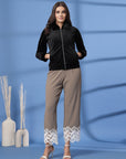 Beige Solid Trousers