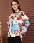 Women Multi Printed Casual Buttoned Top