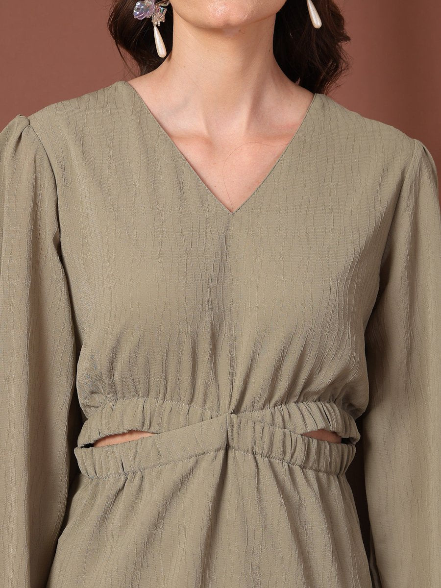 Olive Fit &amp; Flare Midi Dress