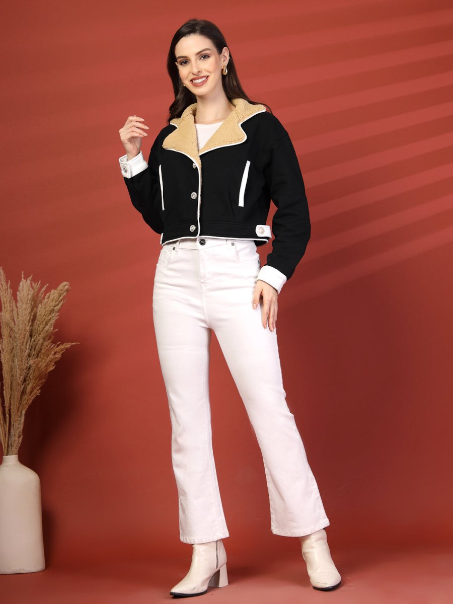 Women Fleece Open Front Jacket